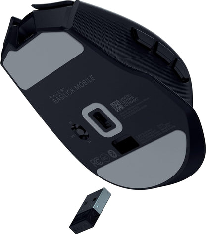 Razer - Basilisk Mobile Portable Ergonomic Wireless Gaming Mouse: 10 Programmable Controls Hyperscroll - Optical Switches Gen-3 - Long Battery Life - AI Prompt - 2.4 Ghz, Bluetooth, USB C - Serious Techies - Serious Techies, LLC