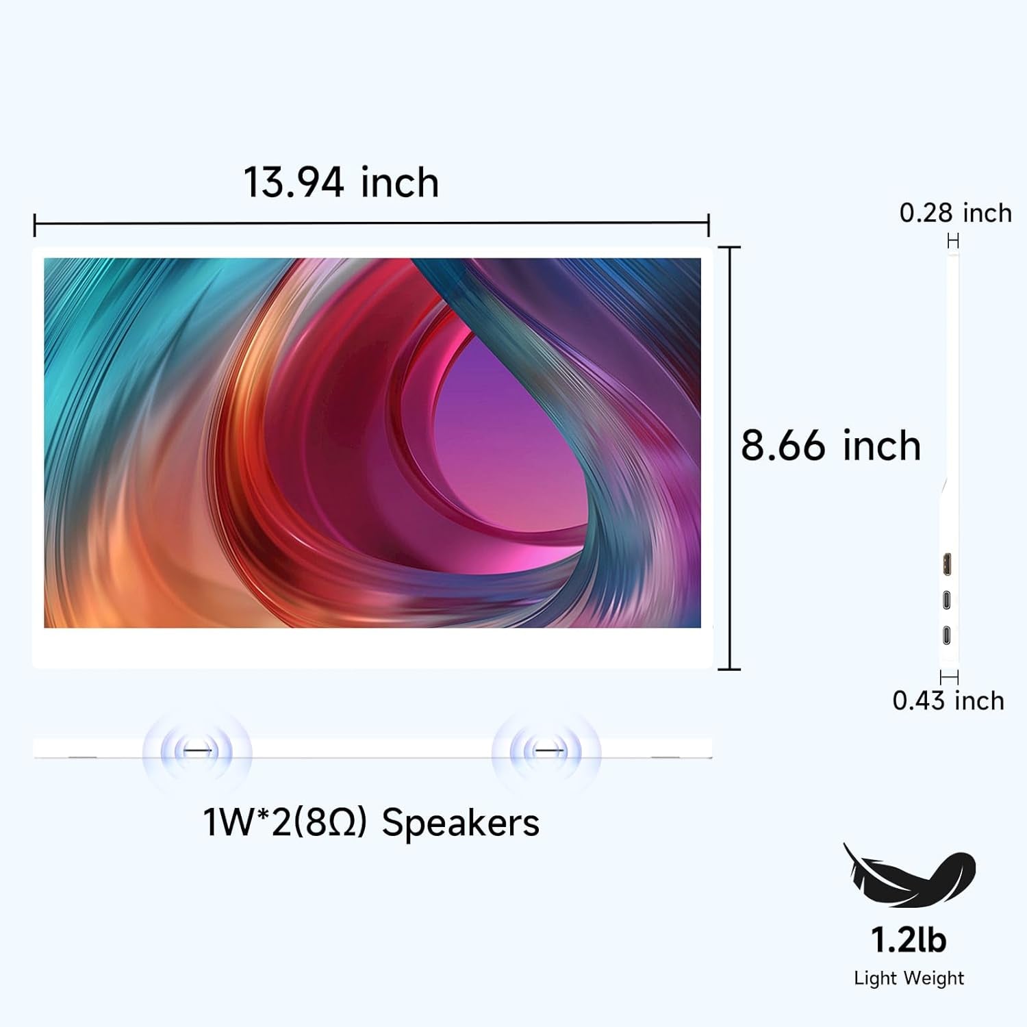 AYY - Portable Monitor 15.6Inch 1080P FHD - USB-C/HDMI Computer Display, HDR IPS Gaming Monitor Compatible with Laptop PC MAC Phone PS4 Xbox Switch, W/Smart Cover, Dual Speakers - White - Serious Techies