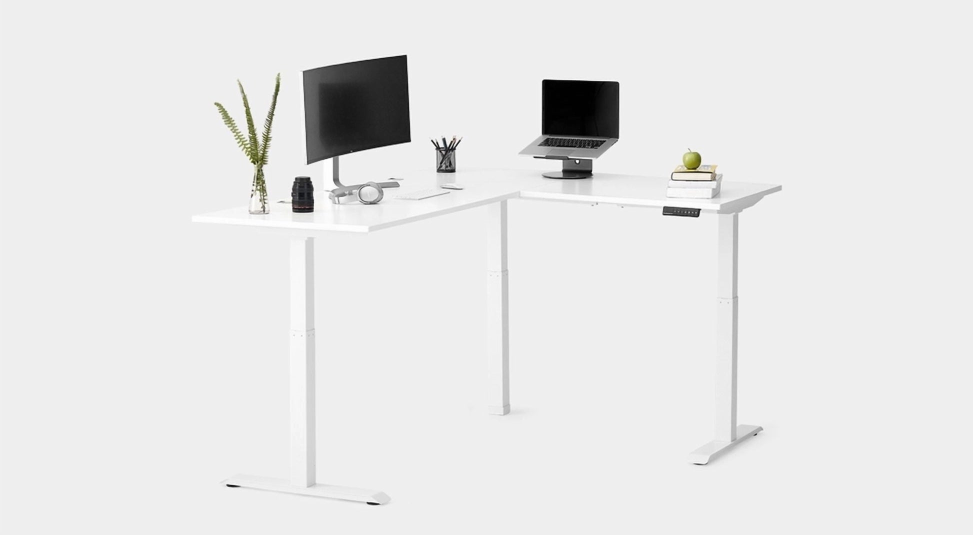 Autonomous - Smartdesk 2 L-Shaped Standing Desk Triple Motor 77 X 64 White - White - Serious Techies