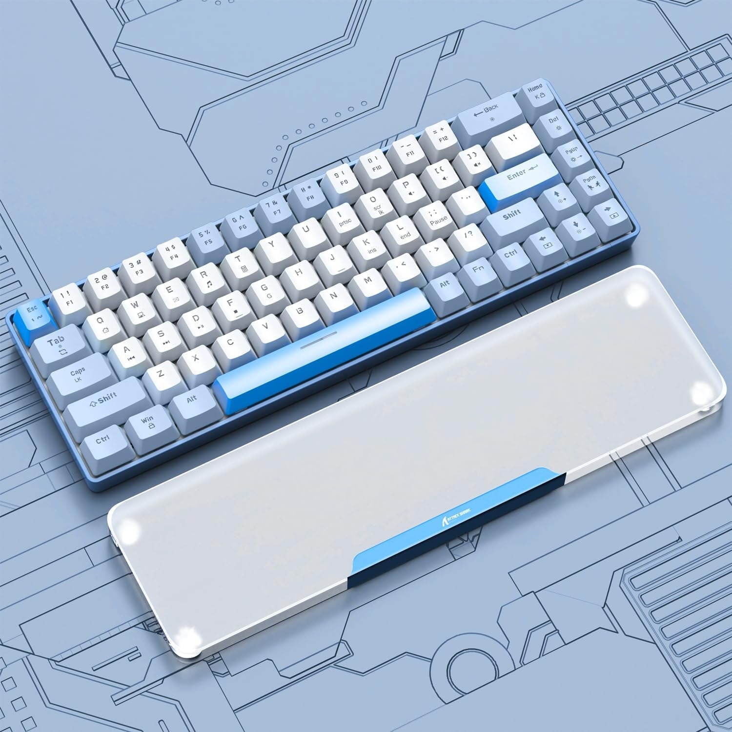 ATTACK SHARK - Acrylic Gaming Keyboard Wrist Rest Pad,Clear Ergonomic Palm Rest with Anti-Slip Base,Customized Metal Aluminum Alloy Logo for Compact 60% Computer Keyboard,Office,Home,Laptop,Mac,Easy Typing - Serious Techies