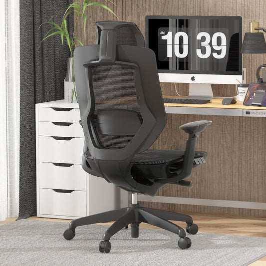 FlexiSpot - 500 LBS Big and Tall Office Chair, Heavy Duty Mesh Ergonomic Chair with High Back, 4D Armrest, Lumbar Support and Tilt Function for Home Office, Black - Serious Techies
