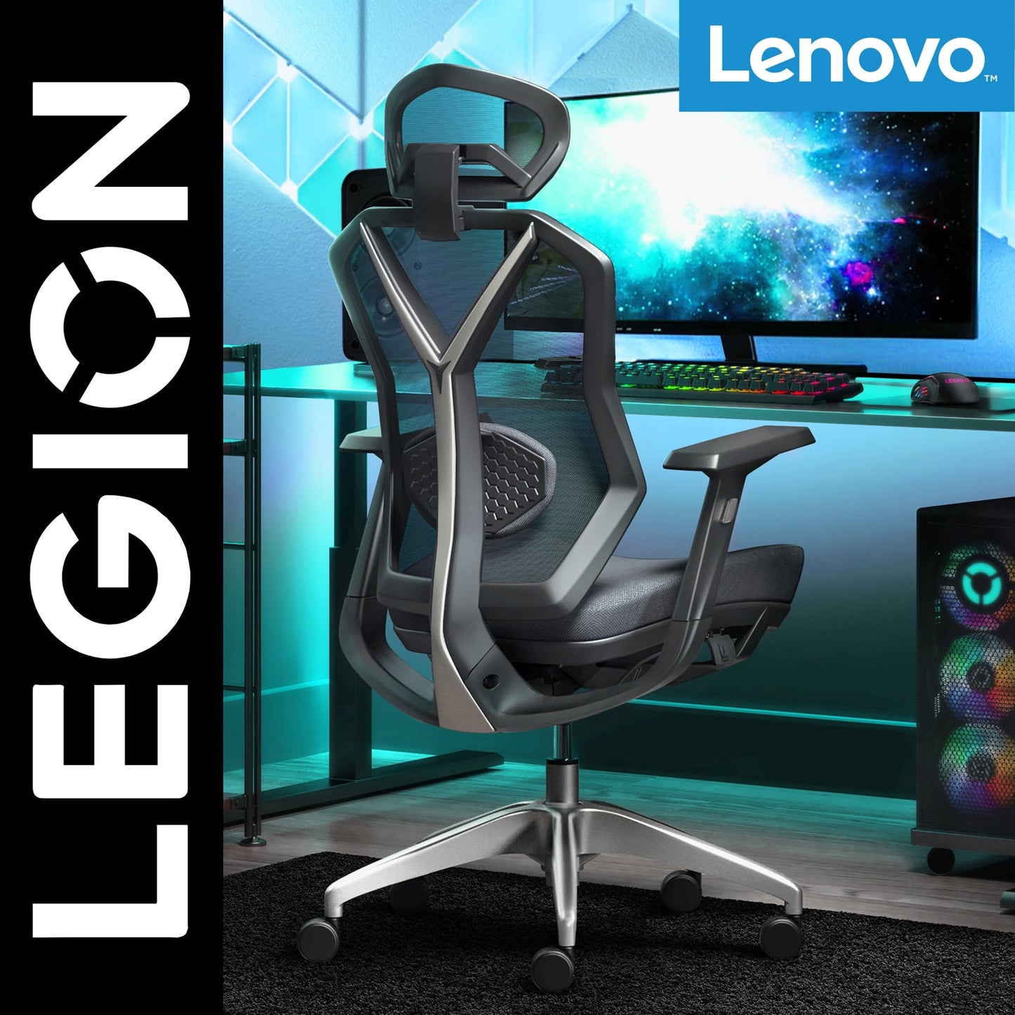 Lenovo - Legion Mesh Gaming Chair Space Gray - Serious Techies