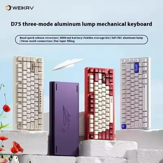 Weikav - D75 Wireless Three Mode Keyboard Kit Rgb Backlight Hot-Swap Aluminum Alloy Mechanical Keyboard Customized Support Qmk/Via - Serious Techies