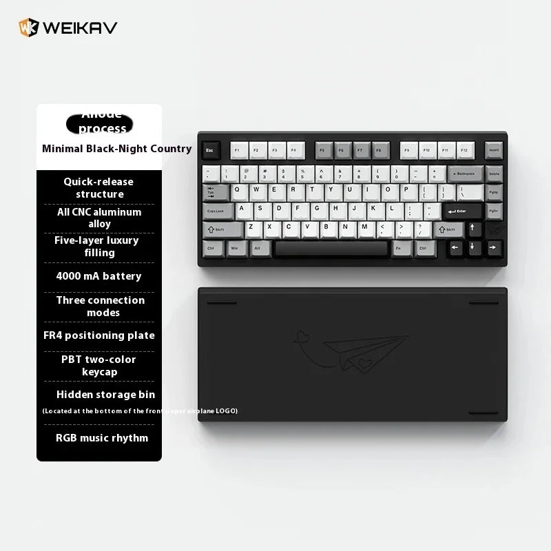 Weikav - D75 Wireless Three Mode Keyboard Kit Rgb Backlight Hot-Swap Aluminum Alloy Mechanical Keyboard Customized Support Qmk/Via - Serious Techies