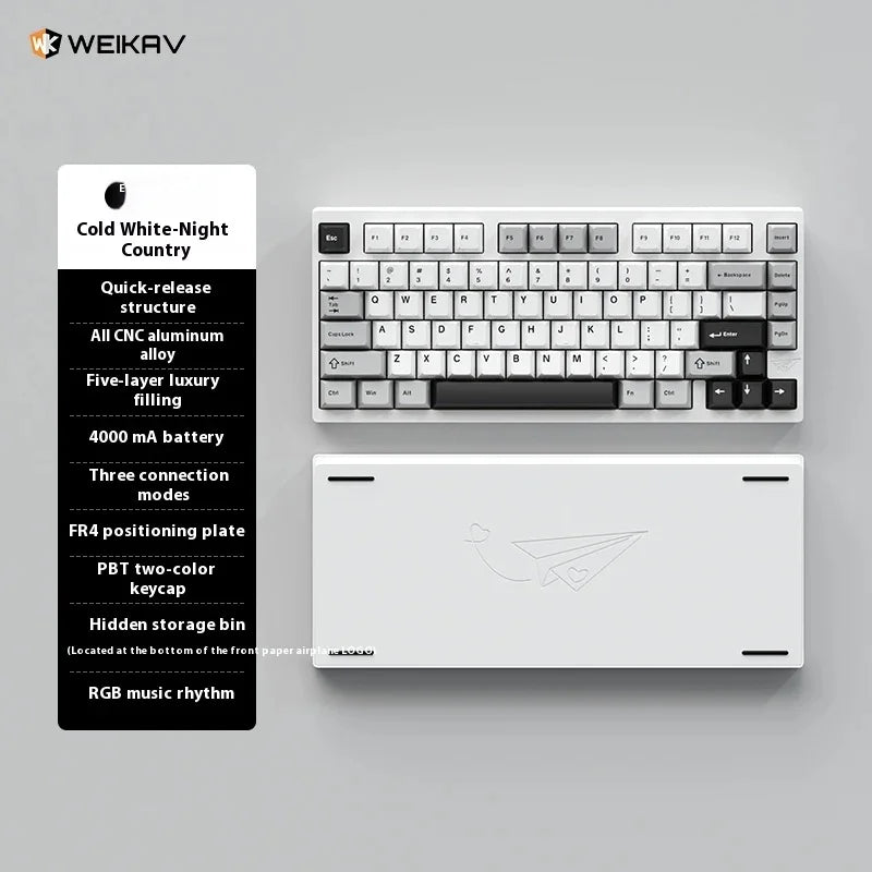 Weikav - D75 Wireless Three Mode Keyboard Kit Rgb Backlight Hot-Swap Aluminum Alloy Mechanical Keyboard Customized Support Qmk/Via - Serious Techies