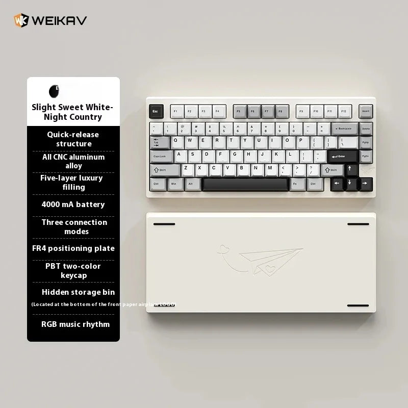 Weikav - D75 Wireless Three Mode Keyboard Kit Rgb Backlight Hot-Swap Aluminum Alloy Mechanical Keyboard Customized Support Qmk/Via - Serious Techies