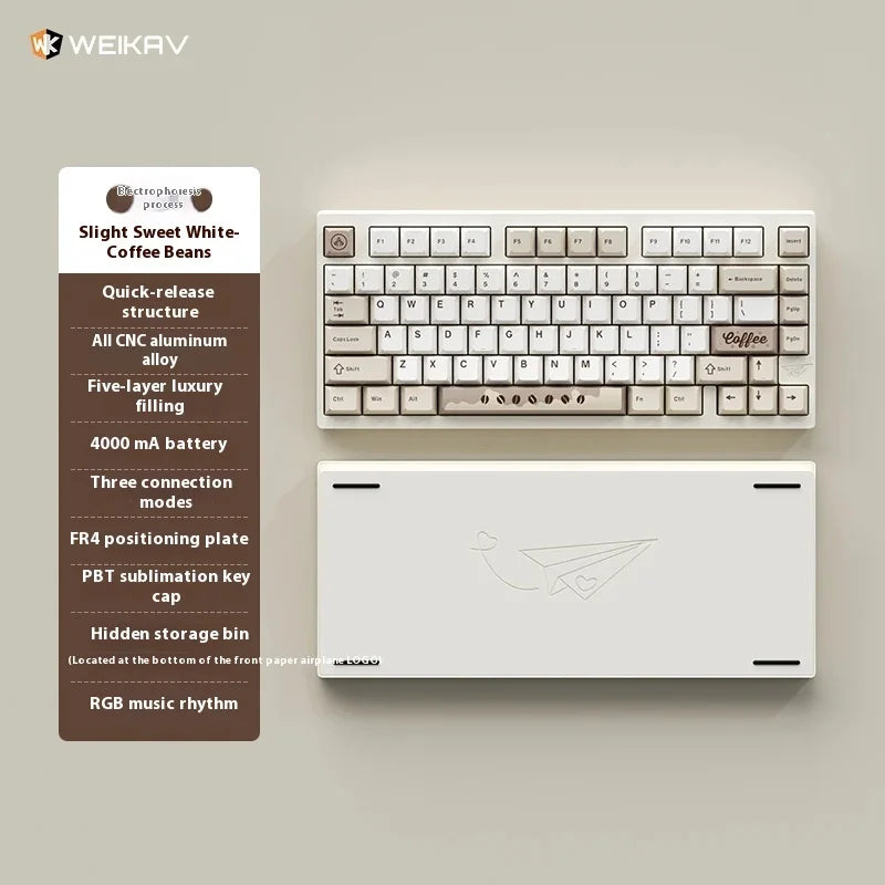 Weikav - D75 Wireless Three Mode Keyboard Kit Rgb Backlight Hot-Swap Aluminum Alloy Mechanical Keyboard Customized Support Qmk/Via - Serious Techies