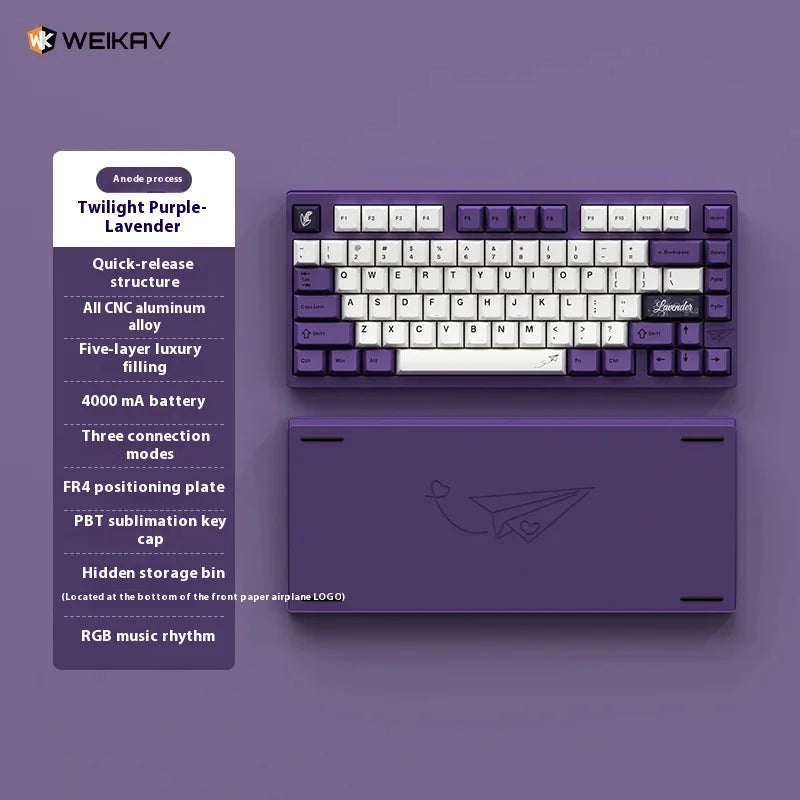Weikav - D75 Wireless Three Mode Keyboard Kit Rgb Backlight Hot-Swap Aluminum Alloy Mechanical Keyboard Customized Support Qmk/Via - Serious Techies