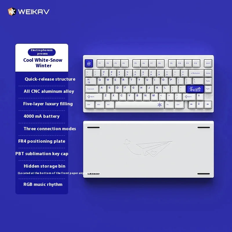 Weikav - D75 Wireless Three Mode Keyboard Kit Rgb Backlight Hot-Swap Aluminum Alloy Mechanical Keyboard Customized Support Qmk/Via - Serious Techies