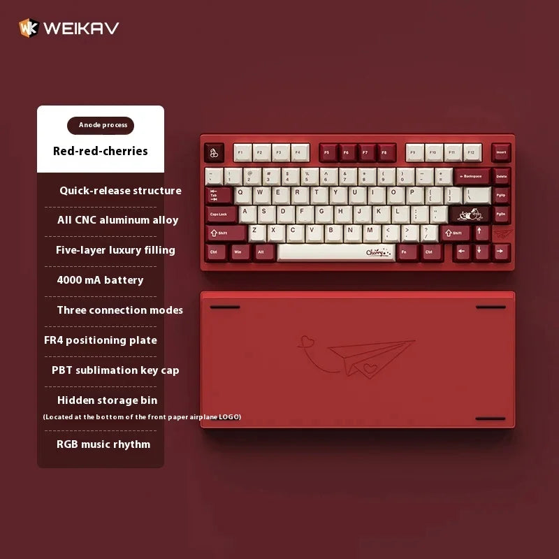 Weikav - D75 Wireless Three Mode Keyboard Kit Rgb Backlight Hot-Swap Aluminum Alloy Mechanical Keyboard Customized Support Qmk/Via - Serious Techies