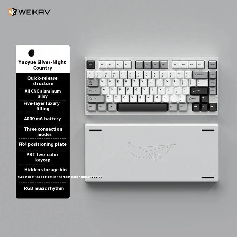 Weikav - D75 Wireless Three Mode Keyboard Kit Rgb Backlight Hot-Swap Aluminum Alloy Mechanical Keyboard Customized Support Qmk/Via - Serious Techies