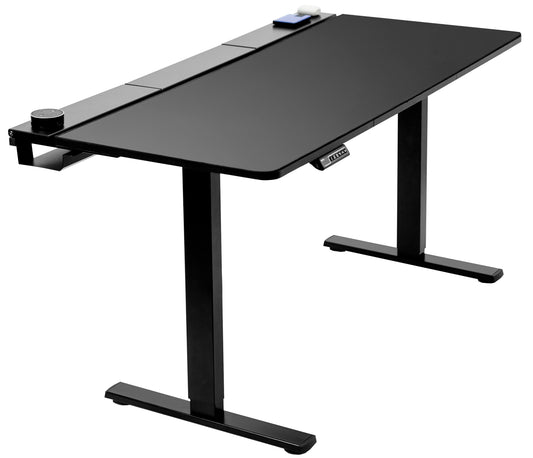 VIVO - Electric 60" X 30" Desk, Full Pad, Black Hidden Cable Tabletop, Black Frame - Serious Techies