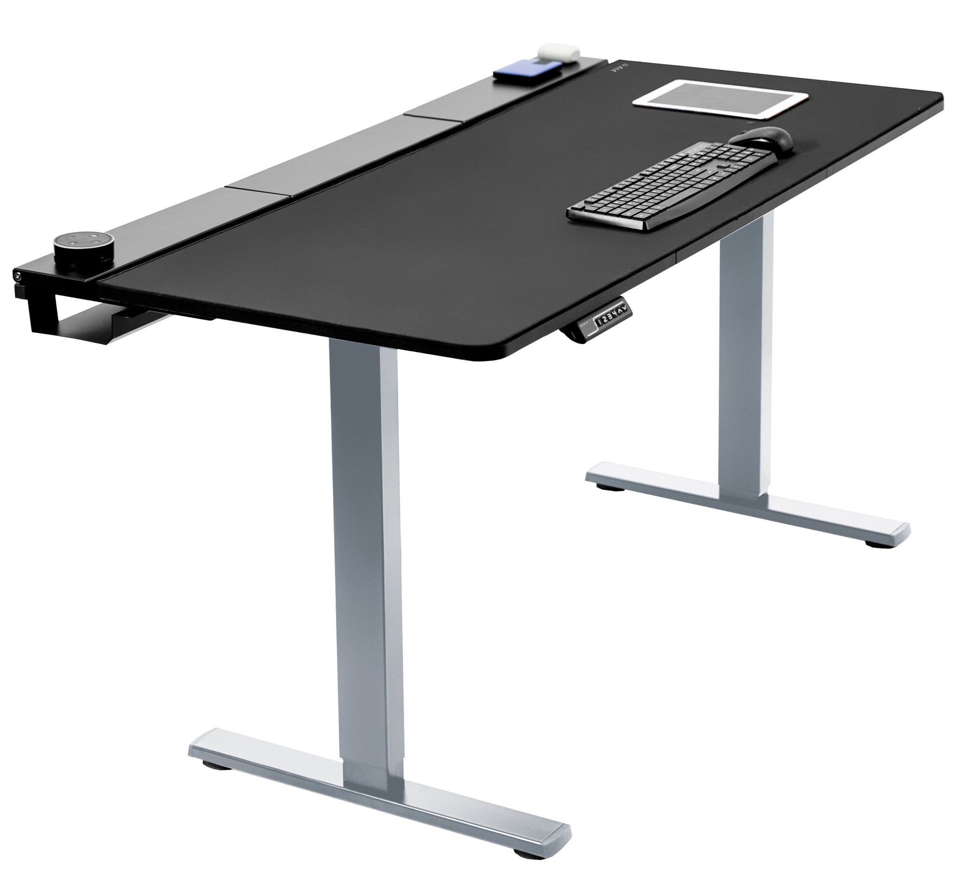VIVO - Electric 60" X 30" Desk, Full Pad, Black Hidden Cable Tabletop, Black Frame - Serious Techies