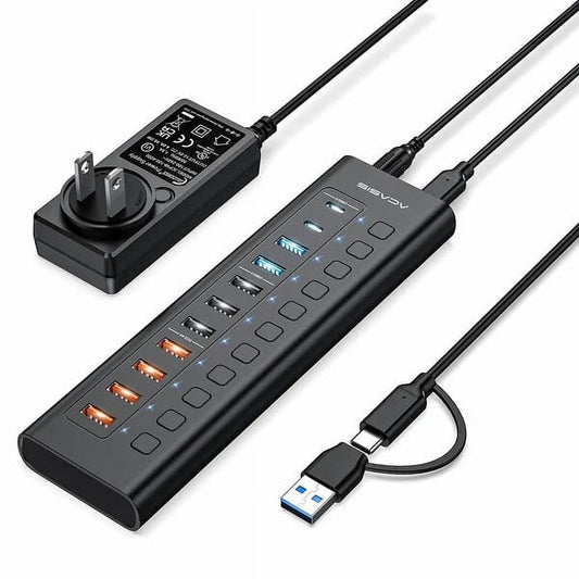 ACASIS - USB 3.0 11-Port Powered Hi-Speed Hub with 4 X USB 3.0 + 3 X USB 2.0 + 4 X Smart Charging - Serious Techies