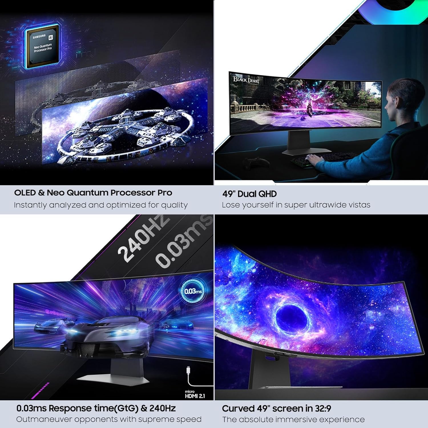 Samsung - 49" Odyssey OLED G9 (G95SC) Series Curved Smart Gaming Monitor W QD-OLED, 240Hz, 0.03Ms, AMD Freestyle Premium Pro, G-Sync Compatible, Dual QHD, Neo Quantum Processor Pro, LS49CG954SNXZA - Serious Techies