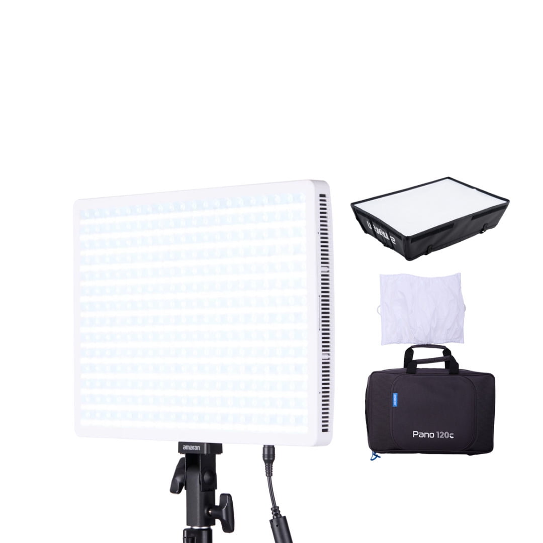 Amaran - Pano 120C Compact 120W Output RGBWW Full Color Panel Light All-In-One Creator Kit with 12 Lighting Effects (White) - Serious Techies