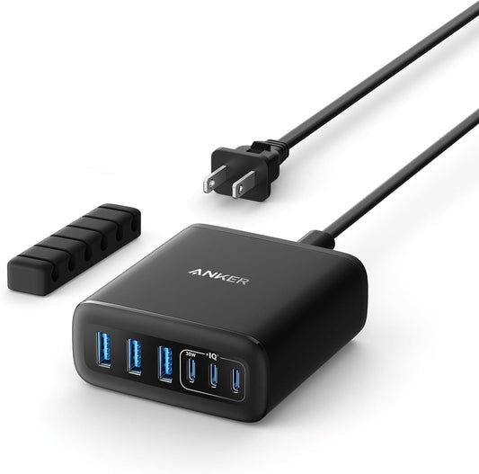 Anker - Desktop Charger, Fast Charging USB C Charger, 112W Max 6-Port Charging Station - Serious Techies