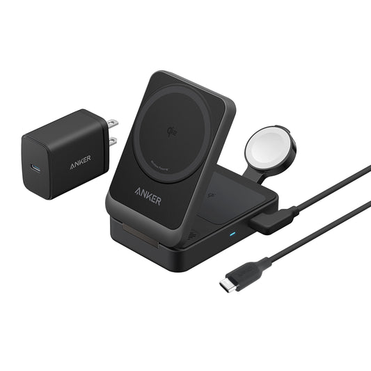 Anker - Maggo 3 in 1 Iphone 16 Charging Station, Magsafe-Compatible Wireless Charger Stand, Qi2 Certified 15W Foldable Charger for Iphone 15, Airpods, Apple Watch 9 (Not a Power Bank, Adapter Included) - Serious Techies