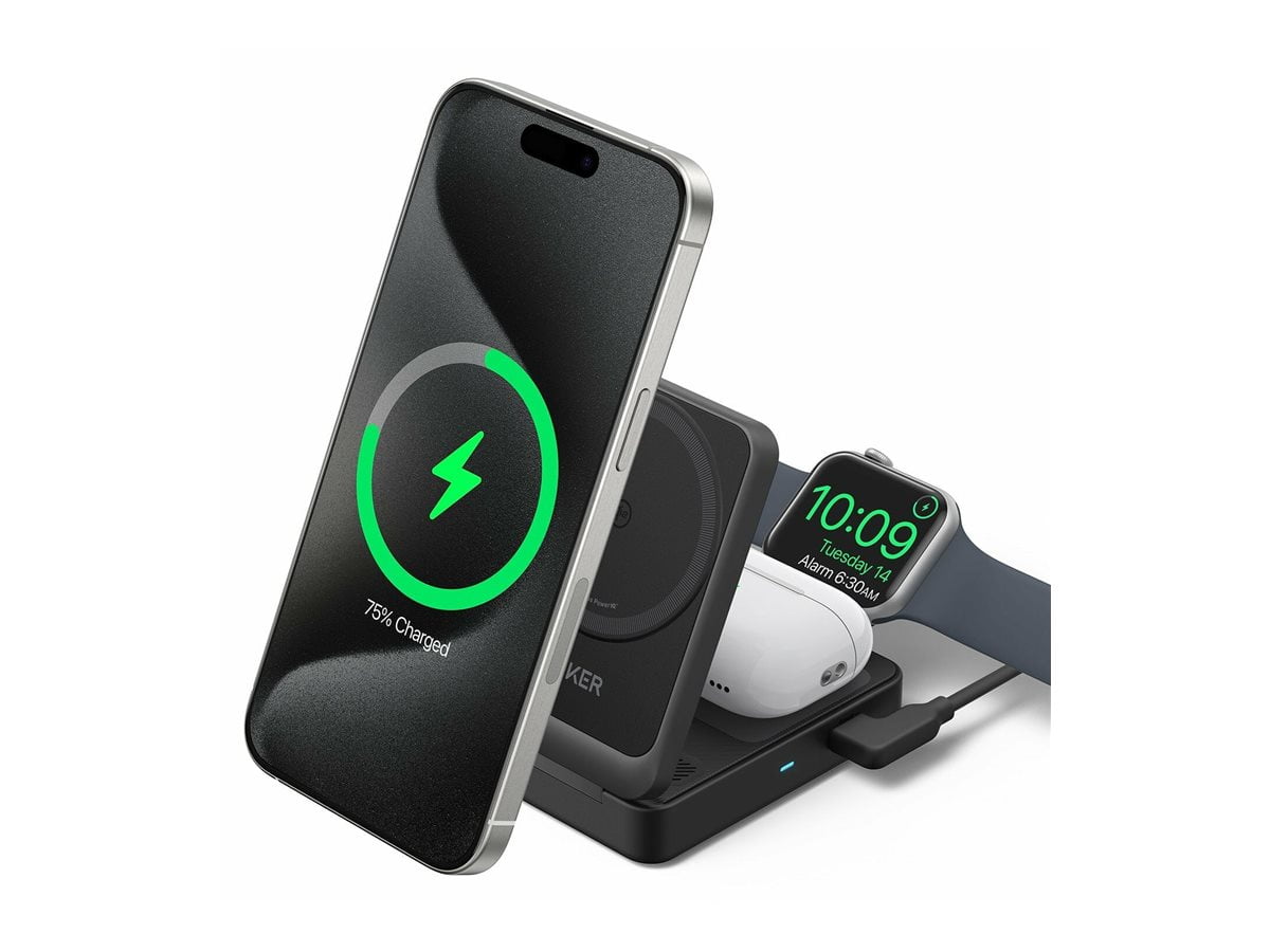 Anker - Maggo 3 in 1 Iphone 16 Charging Station, Magsafe-Compatible Wireless Charger Stand, Qi2 Certified 15W Foldable Charger for Iphone 15, Airpods, Apple Watch 9 (Not a Power Bank, Adapter Included) - Serious Techies