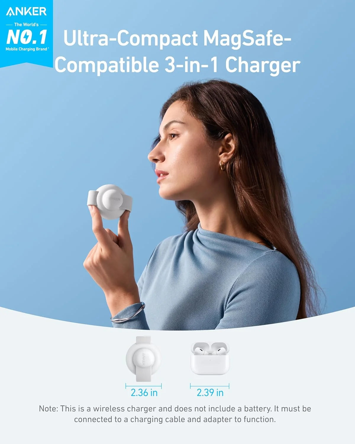 Anker - Magsafe Compatible Maggo UFO 3-In-1 Charger, Iphone 16 Wireless Charger Station, Qi2 Certified 15W, Foldable Travel Charging Pad - Serious Techies
