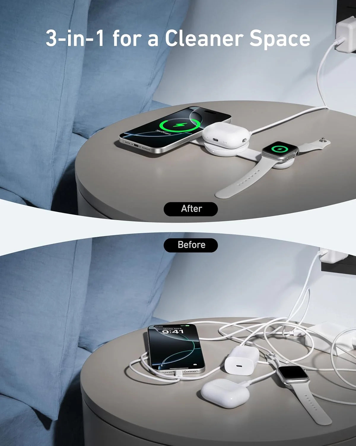 Anker - Magsafe Compatible Maggo UFO 3-In-1 Charger, Iphone 16 Wireless Charger Station, Qi2 Certified 15W, Foldable Travel Charging Pad - Serious Techies