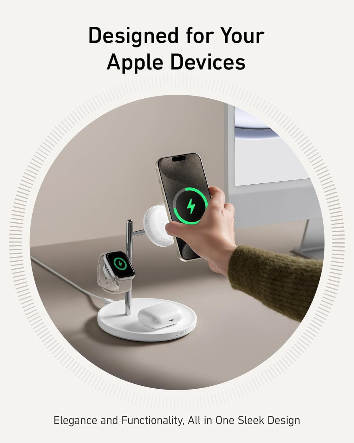 Anker - Magsafe-Compatible Wireless Charging Stand, Maggo 3 in 1 Wireless Charging Station, Qi2 Certified 15W Wireless Charger for Iphone 15/15 Pro/14/13/12, Apple Watch, Airpods - Serious Techies