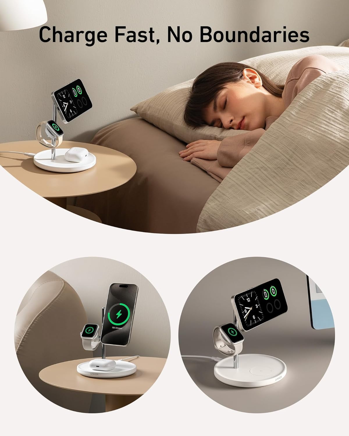 Anker - Magsafe-Compatible Wireless Charging Stand, Maggo 3 in 1 Wireless Charging Station, Qi2 Certified 15W Wireless Charger for Iphone 15/15 Pro/14/13/12, Apple Watch, Airpods - Serious Techies