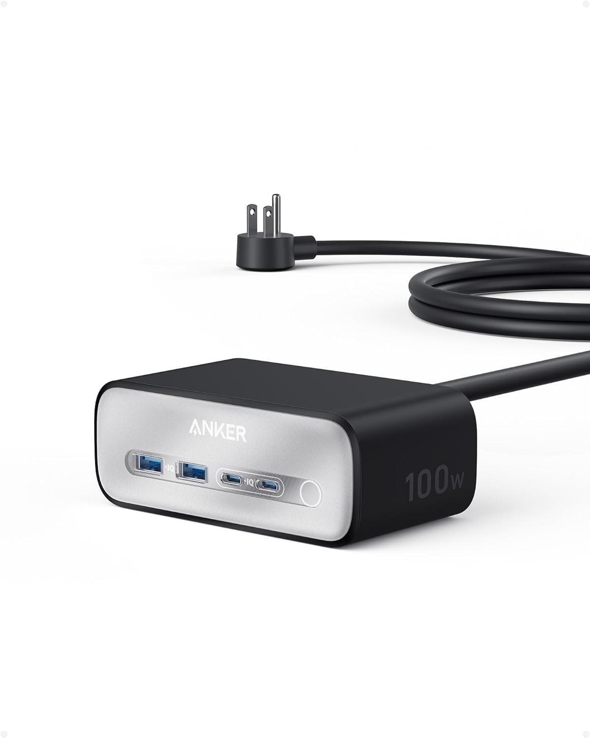 Anker - Charging Station(100W Max), 7-In-1 USB C Power Strip for Iphone 15/14 and Macbook Air/Pro, 5Ft Thin Cord,3 AC, 2 USB A,2 USB C,Power Delivery Desktop Accessory for Macbook Pro,Home&Office(White) - Serious Techies