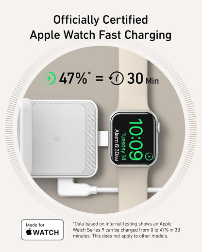 Anker MagGo 3-In-1 Qi2 Certified 15W Magsafe-Compatible Wireless Charger Stand, White - Serious Techies