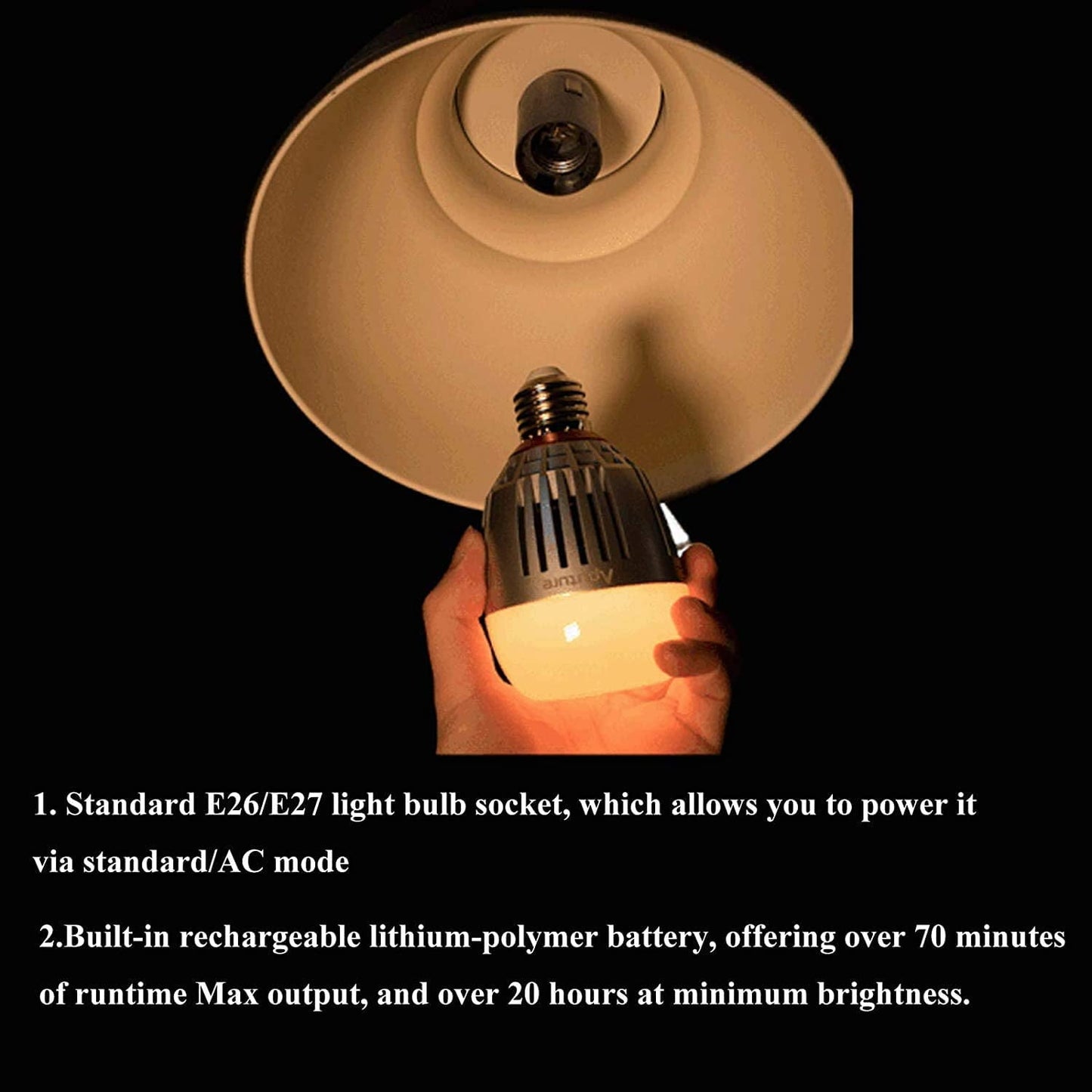 Aputure - Accent B7C Smart Led Light Bulbs 7W RGBWW,TLCI 96+ CRI 95+ 2,000K-10,000K Adjustable 0-100% Stepless Dimming CCT/HSI/FX Mode App Control Built-In Battery/Ac Power via E26/E27 Socket - Serious Techies