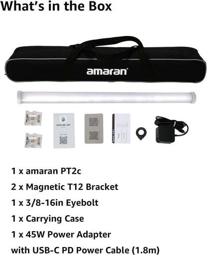 Aputure - Amaran Pt2C RGBWW Full Color Stick Led Pixel Tube Light Wand CCT 2700K to 10000K Built-In 12 DMX Profiles (Amaran Pt2C 60Cm) - Serious Techies