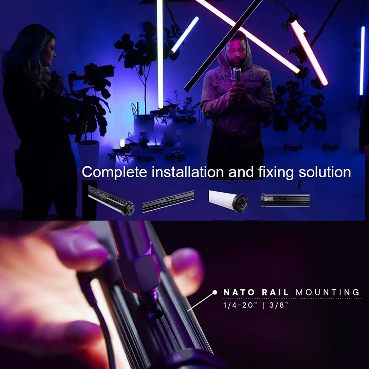 Aputure - Amaran T2C RGB Full-Color LED Tube Light,2500K~7500K Adjustable RGB Video Light Wand Stick,Cri 95+ TLCI 98+,15 Light Effects APP Control - Serious Techies