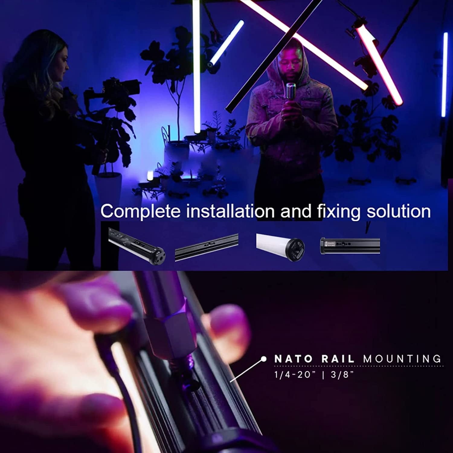 Aputure - Amaran T2C RGB Full-Color LED Tube Light,2500K~7500K Adjustable RGB Video Light Wand Stick,Cri 95+ TLCI 98+,15 Light Effects APP Control - Serious Techies