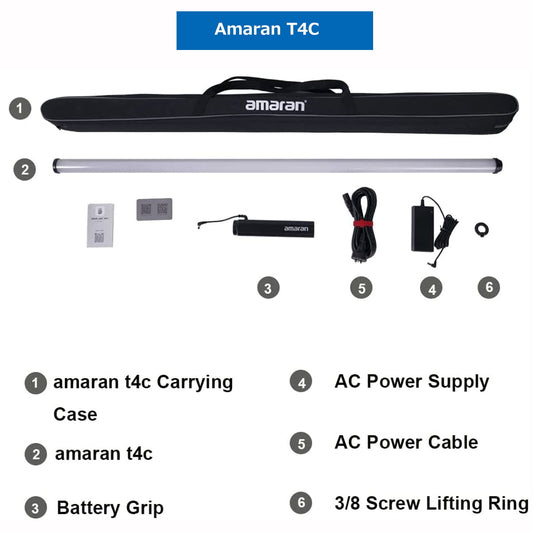 Aputure - Amaran T4C RGBWW LED Tube Light,40W 2500K-7500K Adjustable handheld Light Wand Support APP and DMX Control (120Cm) - Serious Techies