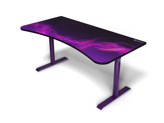 Arozzi - Arena Special Edition Ultrawide Curved Gaming and Office Desk with Full Surface Water Resistant Desk Mat Custom Monitor Mount Cable Management Cut Outs - Purple Galaxy - Serious Techies