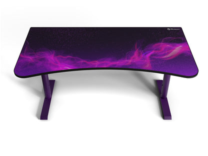 Arozzi - Arena Special Edition Ultrawide Curved Gaming and Office Desk with Full Surface Water Resistant Desk Mat Custom Monitor Mount Cable Management Cut Outs - Purple Galaxy - Serious Techies