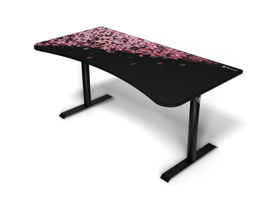 Arozzi - Arena Special Edition Ultrawide Curved Gaming and Office Desk with Full Surface Water Resistant Desk Mat Custom Monitor Mount Cable Management Cut Outs - Flower - Serious Techies