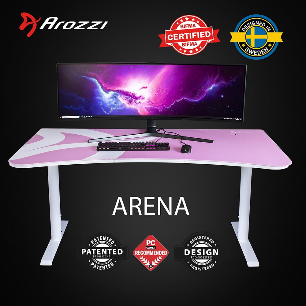 Arozzi - Arena Gaming Desk - White Pink - Serious Techies