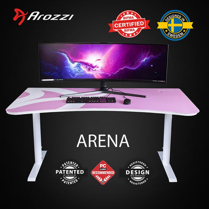 Arozzi - Arena Gaming Desk - White Pink - Serious Techies
