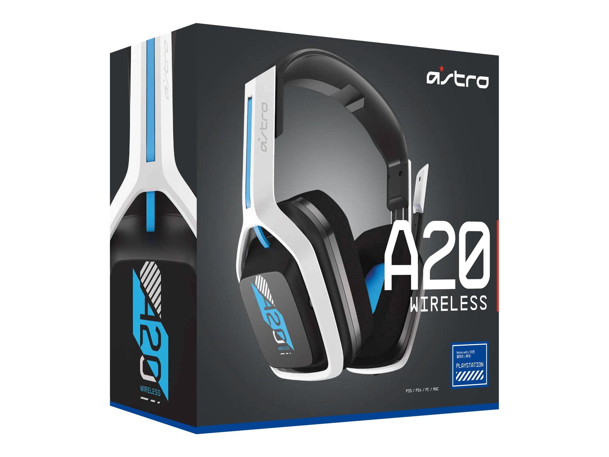 ASTRO - Gaming A20 Wireless Headset Gen 2 for Playstation 5, Playstation 4, PC & Mac - White/Blue - Serious Techies