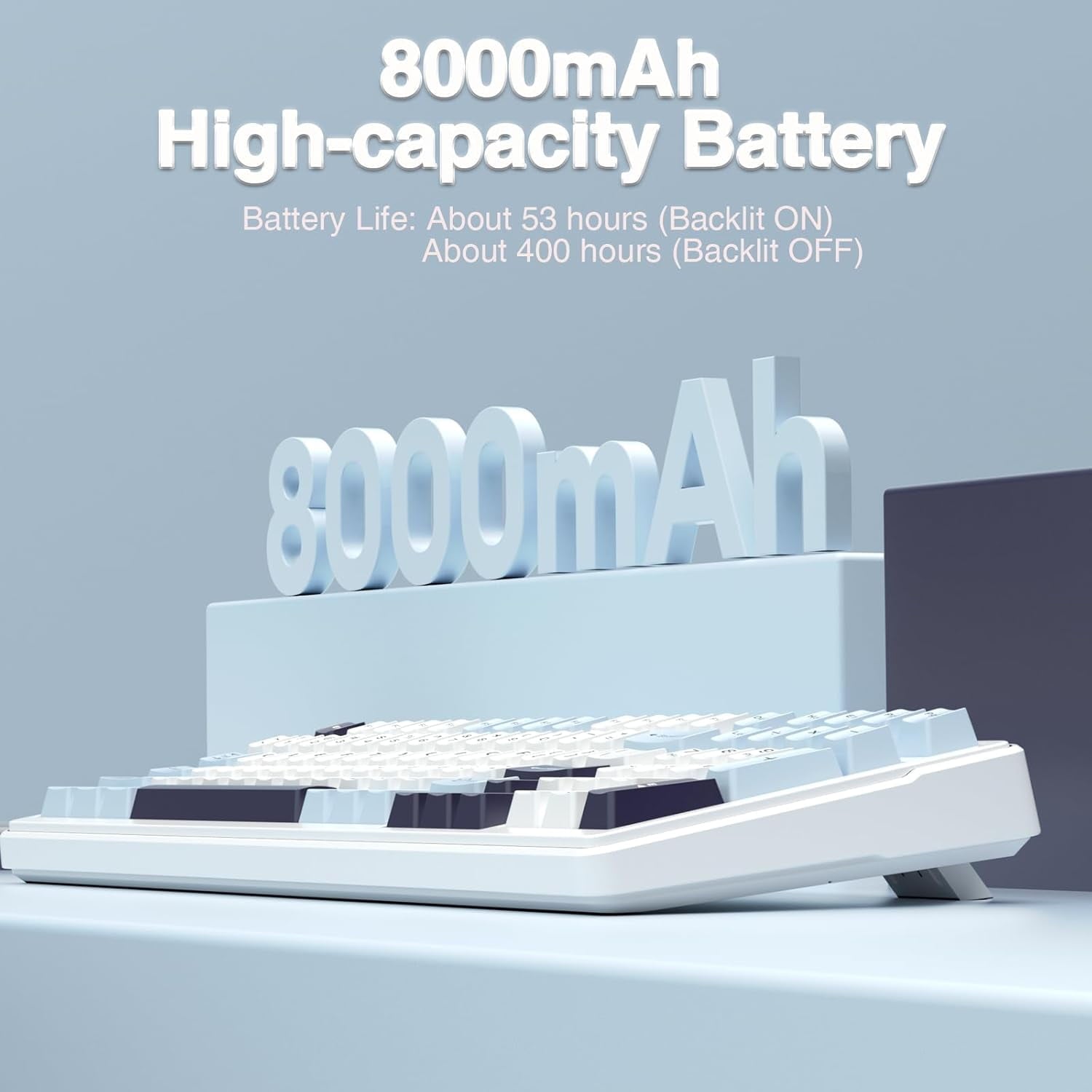 AULA - F99 WIRELESS MECHANICAL KEYBOARD, 96% LAYOUT, HOT SWAPPABLE with PRE-LUBED LINEAR SWITCHES, TRI-MODE CONNECTIVITY, RGB BACKLIT, GASKET STRUCTURE (BLUE & WHITE) - Serious Techies
