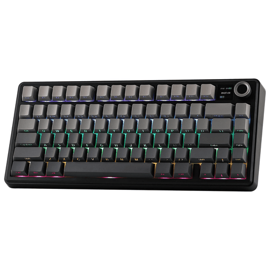 AULA - F75 Max Wireless Mechanical Keyboard with TFT Smart Screen, Tri-Mode Connectivity, Hot Swappable, RGB Backlit, Volume Knob, 75% Gasket Mount (Black Gradient) - Serious Techies