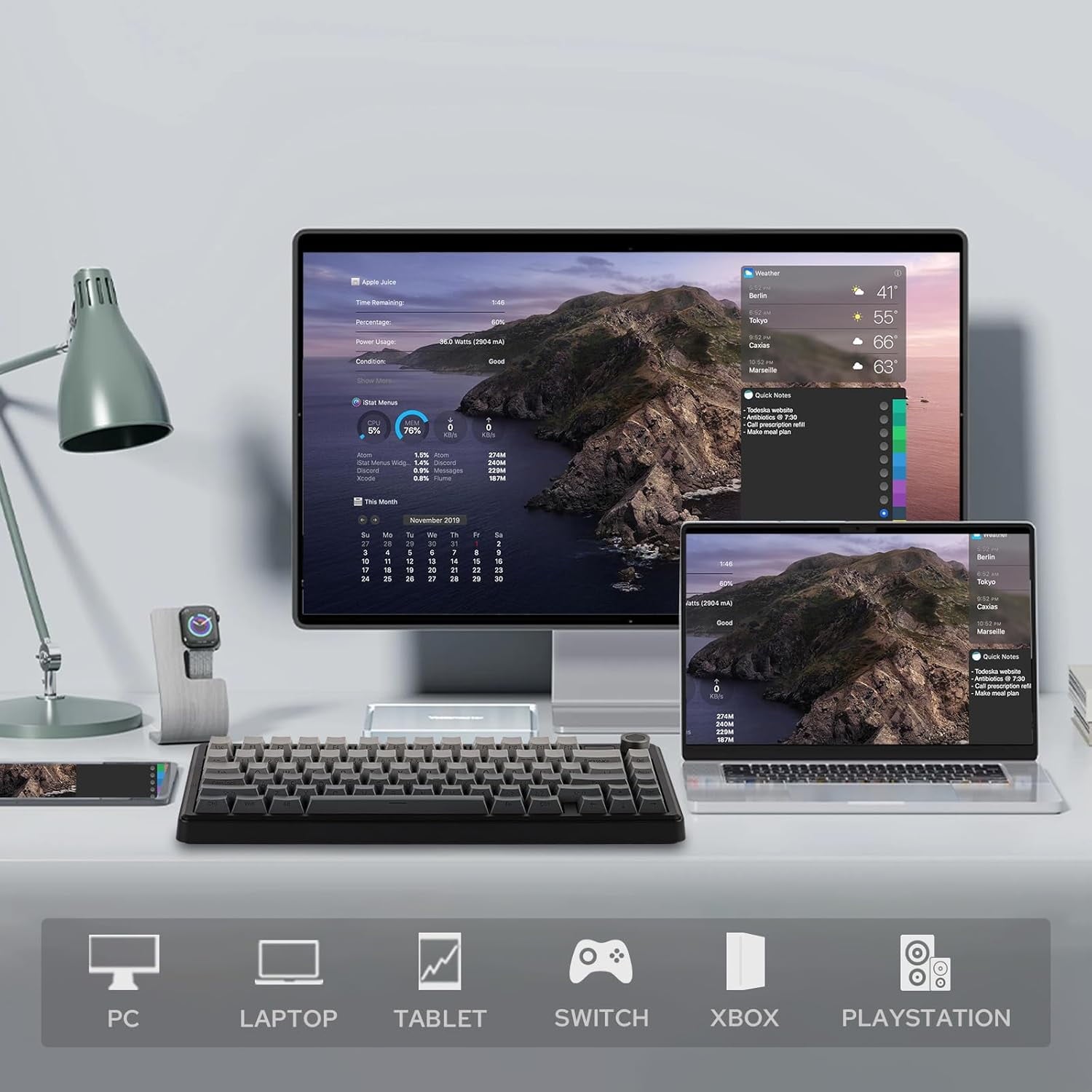 AULA - F75 Max Wireless Mechanical Keyboard with TFT Smart Screen, Tri-Mode Connectivity, Hot Swappable, RGB Backlit, Volume Knob, 75% Gasket Mount (Black Gradient) - Serious Techies