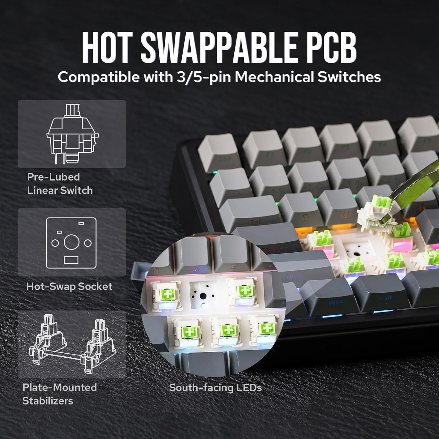 AULA - F75 Max Wireless Mechanical Keyboard with TFT Smart Screen, Tri-Mode Connectivity, Hot Swappable, RGB Backlit, Volume Knob, 75% Gasket Mount (Black Gradient) - Serious Techies