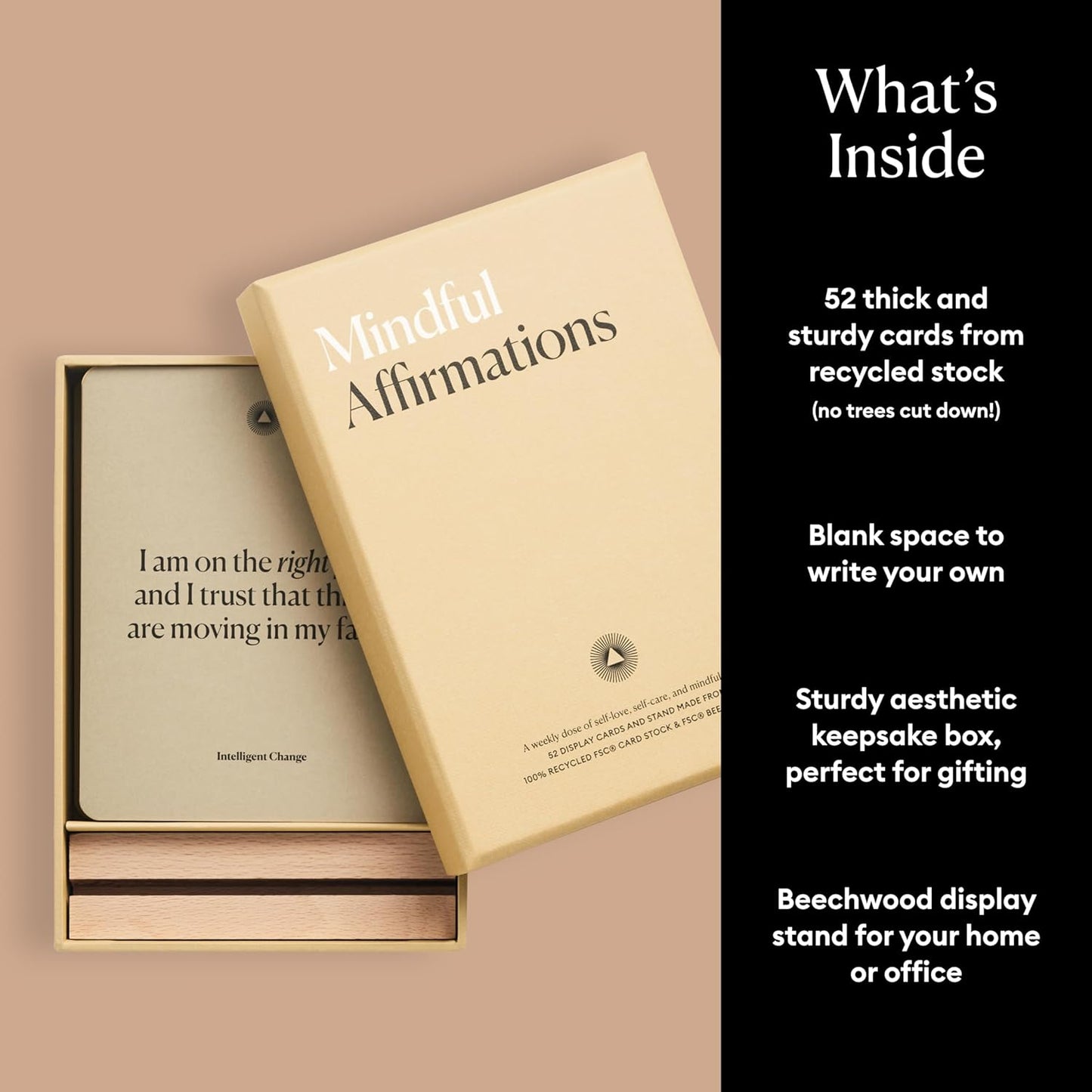 Intelligent Change - Mindful Affirmations, 52 Positive Affirmation Cards with Display Stand, Daily Affirmations for Inspiration, Mindfulness & Self Care, Unique Gifts for Women and Men - Serious Techies