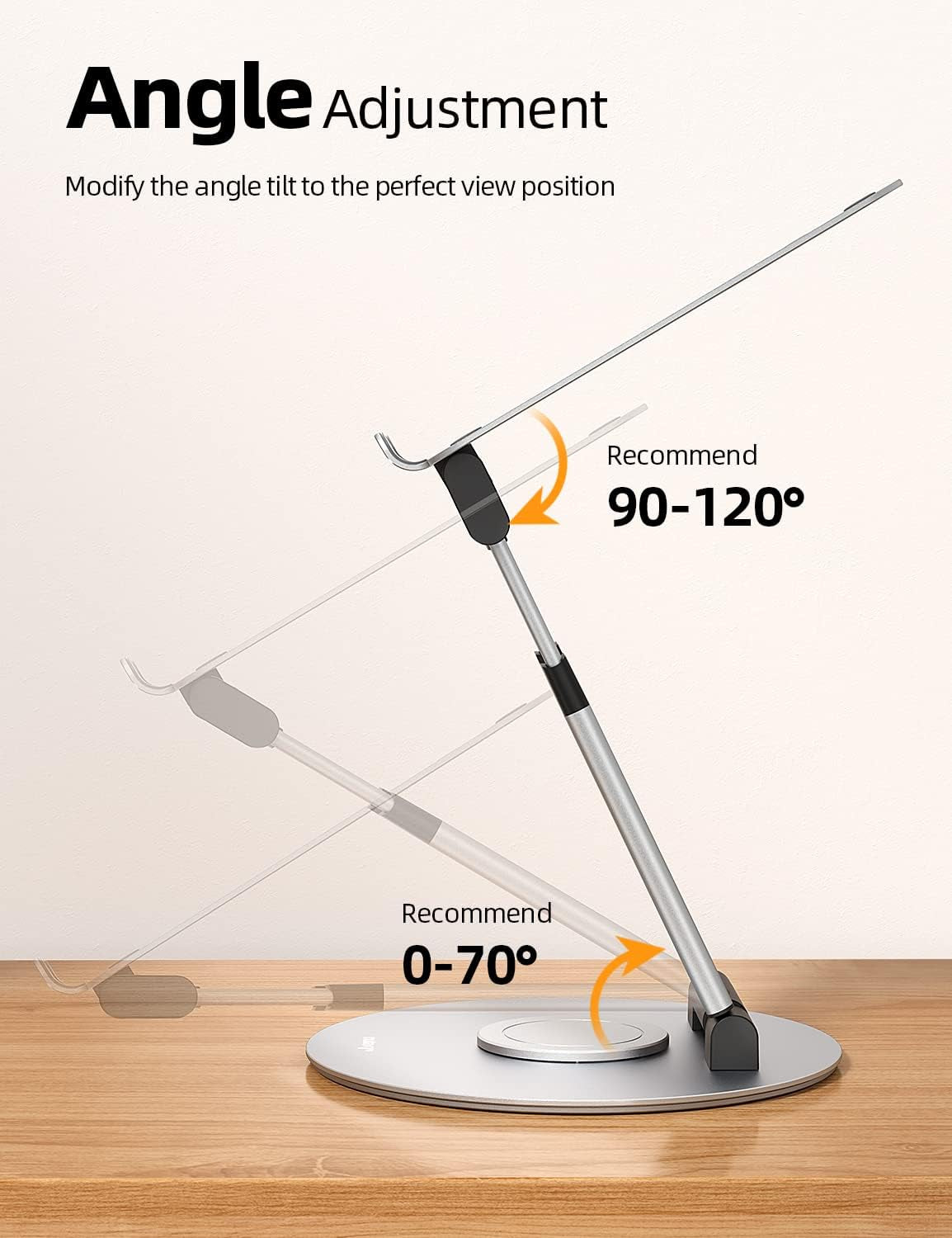 Nulaxy - Telescopic 360 Rotating Laptop Stand for Desk Adjustable Height Swivel Pull Out Design Ergonomic Laptop Riser Fits All 10-17" Laptops Computer Macbook, Silver - Serious Techies