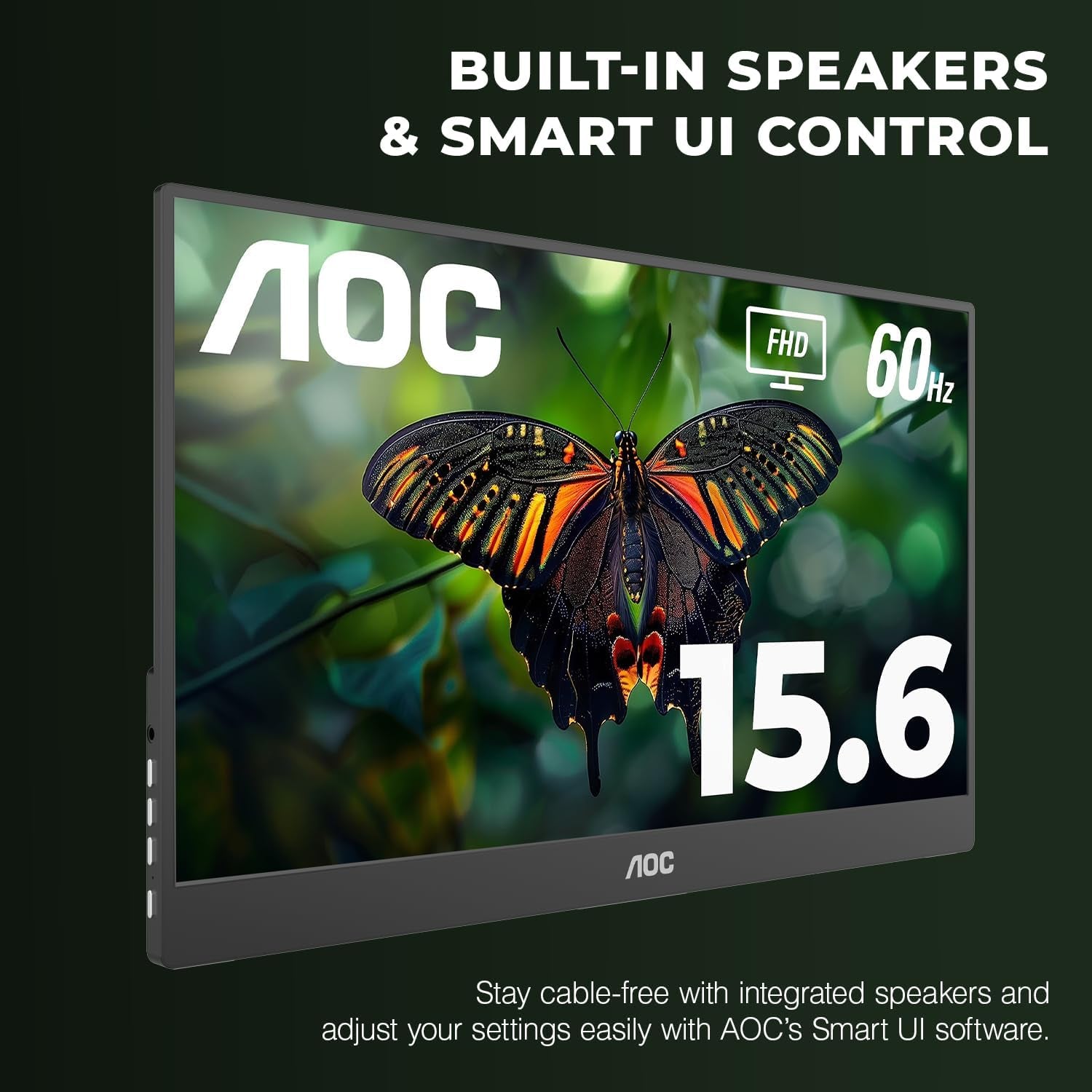 AOC - 16T20 Portable Monitor 15.6 Inch FHD 1920X1080, IPS Panel Computer Display, Speakers, USB Type C X2, Mini HDMI X1, Premium Smart Cover, Gaming Console Compatible - Serious Techies