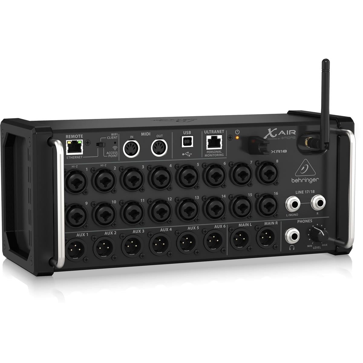 Behringer - Air XR18 18-Channel 12-Bus Portable Digital Mixer for Ipad or Android Tablet, with Integrated Wi-Fi, 16 Midas-Designed Preamps, - with 4 Pack 15' XLR (M) to XLR (F) Microphone - Serious Techies