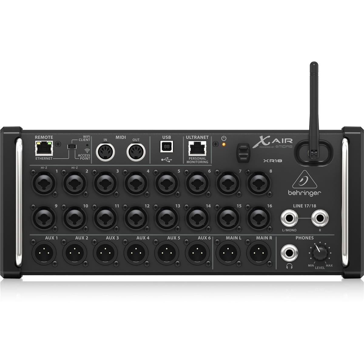Behringer - Air XR18 18-Channel 12-Bus Portable Digital Mixer for Ipad or Android Tablet, with Integrated Wi-Fi, 16 Midas-Designed Preamps, - with 4 Pack 15' XLR (M) to XLR (F) Microphone - Serious Techies