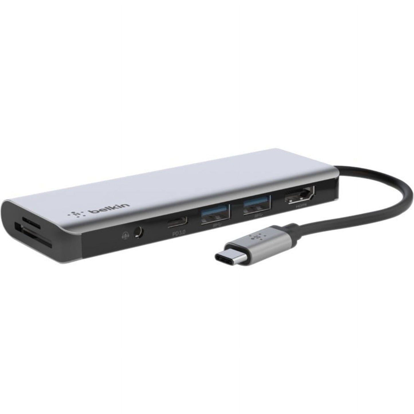Belkin - USB-C Hub, 7-In-1 Multiport Docking Station - USB-C Docking Station for Macbook & Windows - 85W USB-C Power Delivery 3.0, 4K HDMI 1.4,2X USB-A 3.0, SD 3.0,Micro SD 3.0, & 3.5Mm Audio Jack, Gray - Serious Techies
